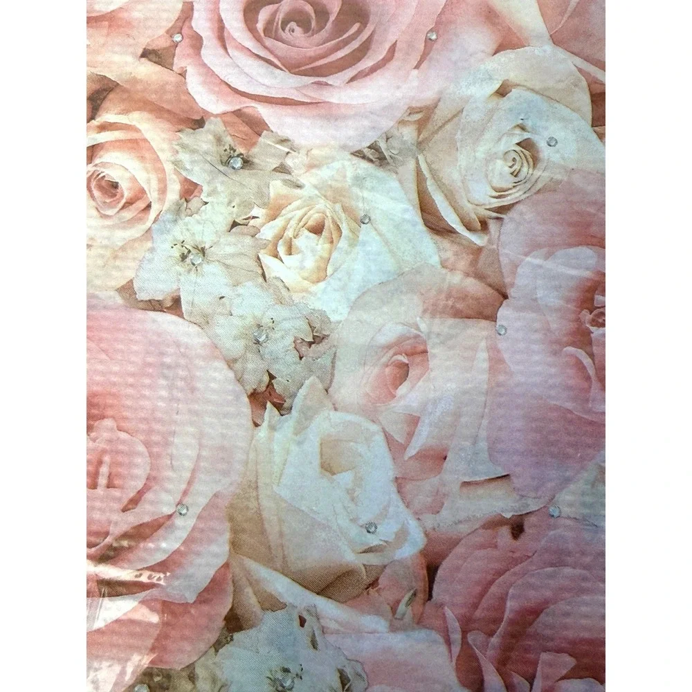 Lot of 2 Amscan Paper Tablecover 54x102 Pink Rose Dazzling Bouquet Wedding Event
